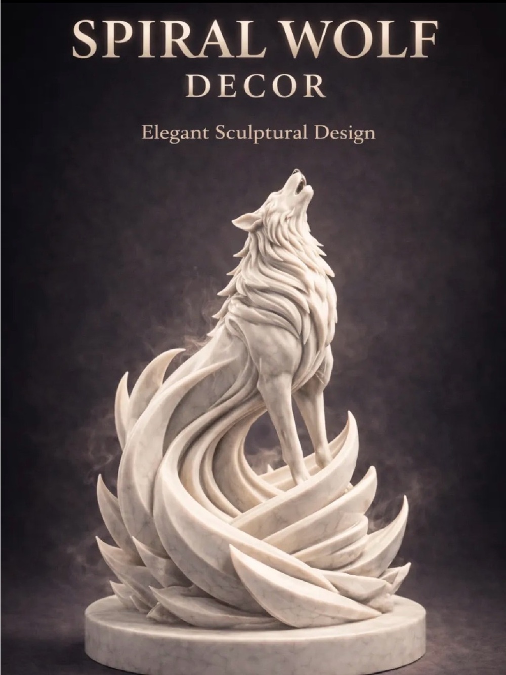 White Sculptural Wolf Statue